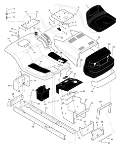 Chassis And Hood Diagram and Parts List for 405607X52A 2005 Briggs and Stratton Lawn Tractor